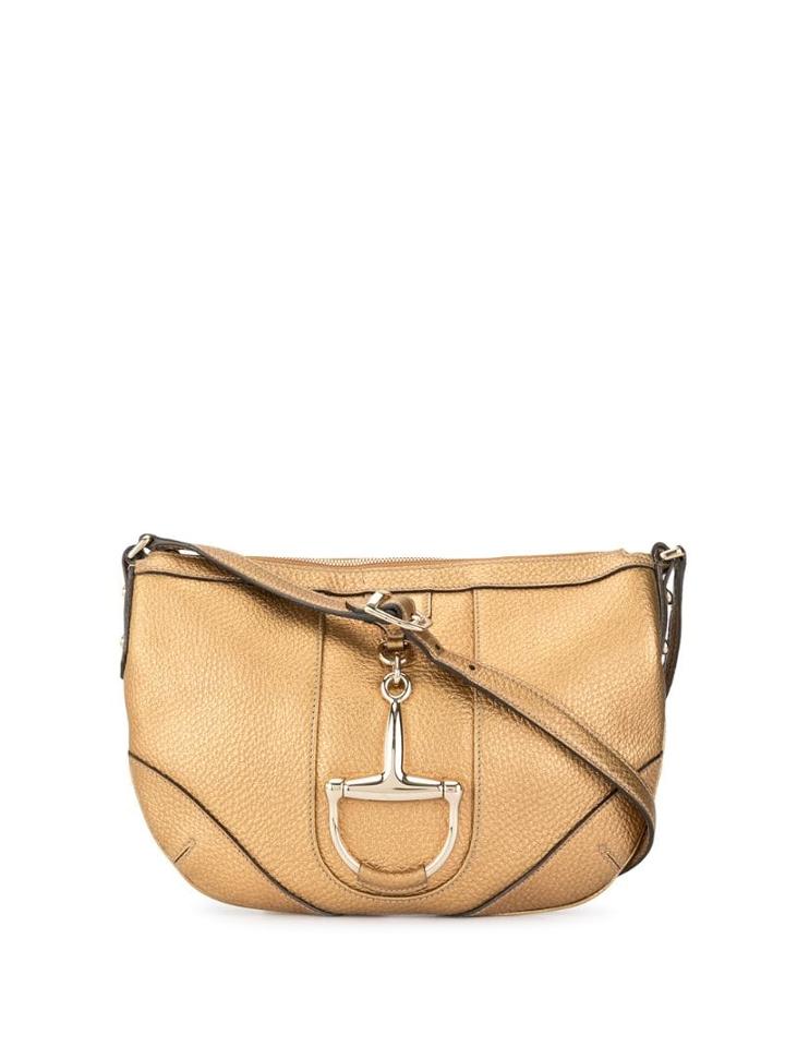 Gucci Pre-owned Metallic Leather Horsebit Shoulder Bag - Gold