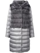 Liska Padded Hooded Coat, Women's, Size: Medium, Grey, Nylon/polyester/feather Down/mink Fur