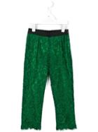 Dolce & Gabbana Kids Frayed Floral Lace Flares, Girl's, Size: 8 Yrs, Green