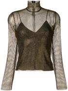 Ermanno Scervino Perforated High Neck Blouse - Black