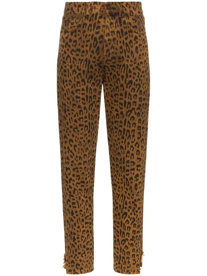 Saint Laurent Leopard-print Jeans - Brown