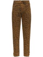 Saint Laurent Leopard-print Jeans - Brown