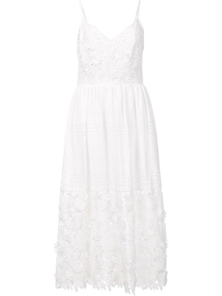 Prabal Gurung Spaghetti Strap Eyelet Dress, Women's, Size: 4, White, Cotton/polyester