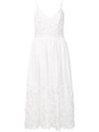 Prabal Gurung Spaghetti Strap Eyelet Dress, Women's, Size: 4, White, Cotton/polyester