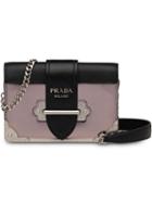 Prada Grey, Black And Pink Cahier Mini Leather Shoulder Bag