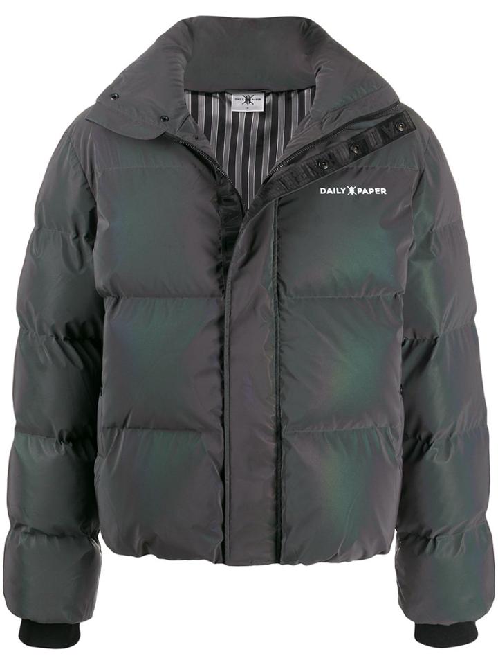 Daily Paper Logo Printed Padded Jacket - Grey