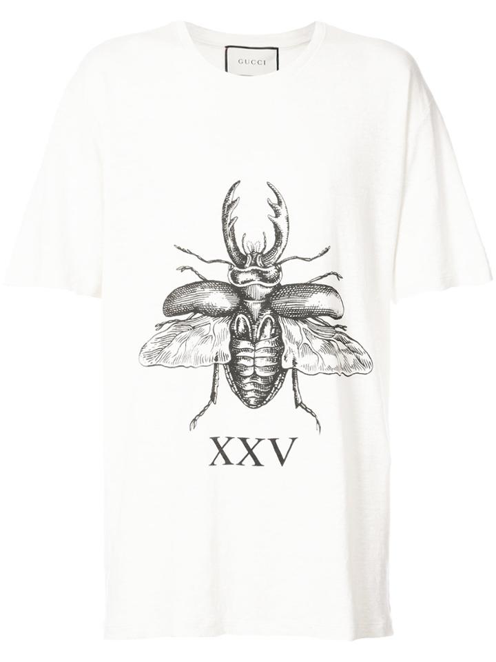 Gucci Beetle Print T-shirt - Nude & Neutrals
