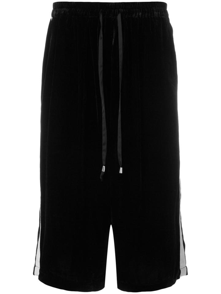 Unconditional Side Stripe Velvet Shorts - Black