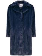 Stand Single-breasted Coat - Blue