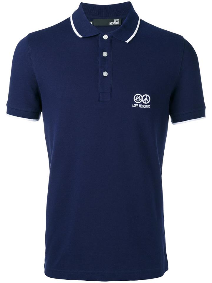Love Moschino Classic Polo Shirt, Men's, Size: Large, Blue, Cotton/spandex/elastane