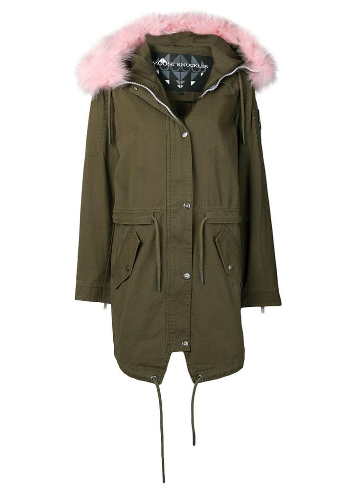 Moose Knuckles Fur Trim Hooded Parka Coat - Green