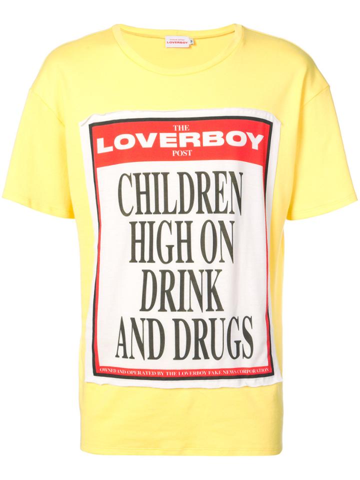 Charles Jeffrey Loverboy Slogan Patch T-shirt - Yellow & Orange
