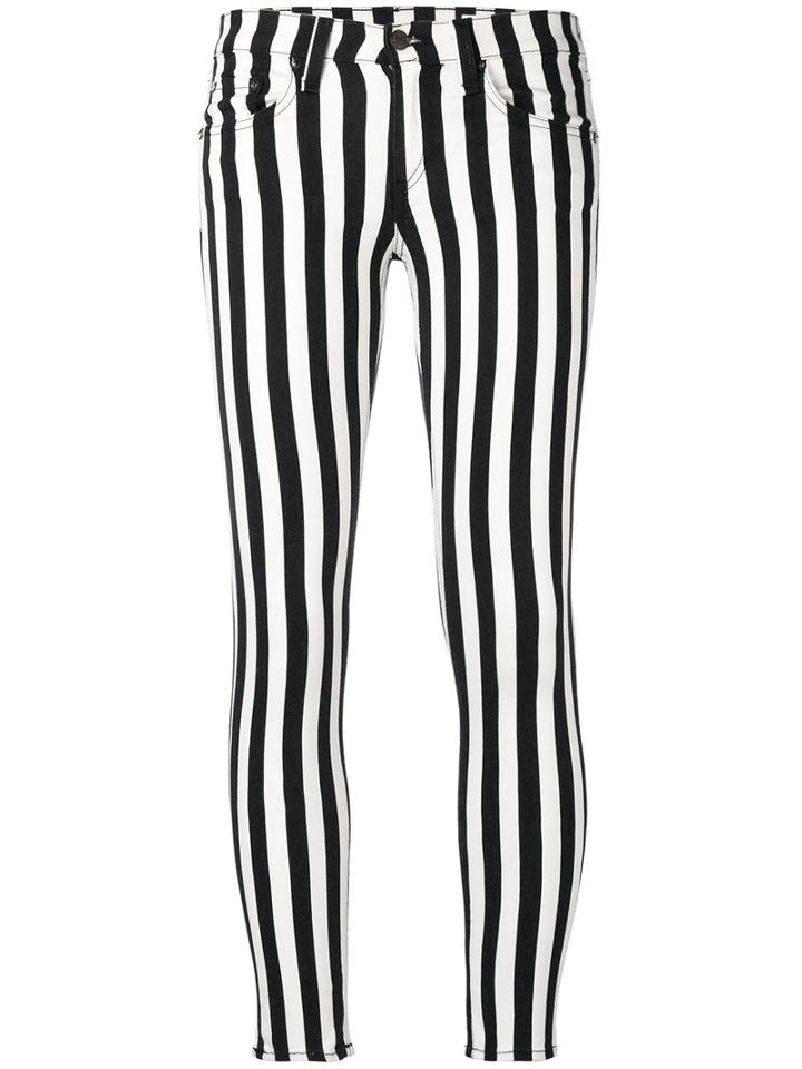 Rag & Bone /jean Striped Stretch Cropped Trousers, Women's, Size: 29, Black, Cotton/spandex/elastane/tencel
