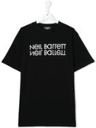 Neil Barrett Kids Teen Mirrored Logo Print T-shirt - Black