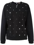 No21 Lace Embellished Panel Sweatshirt, Women's, Size: 40, Black, Cotton