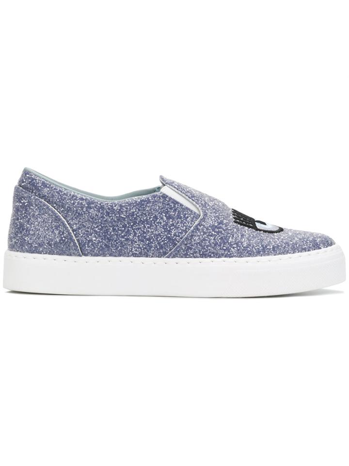 Chiara Ferragni Logomania Slip-on Sneakers - Blue