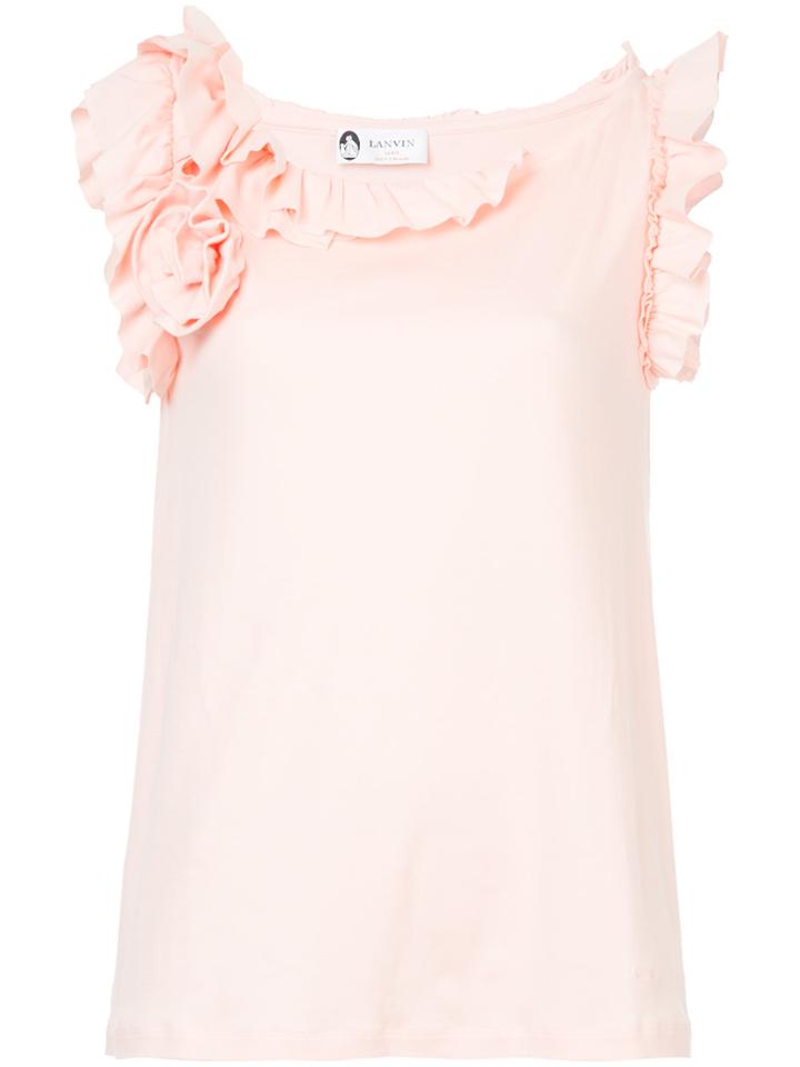 Lanvin Rufffled Neck Blouse - Pink & Purple