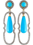 Gemco Turquoise And Diamond Drop Earrings