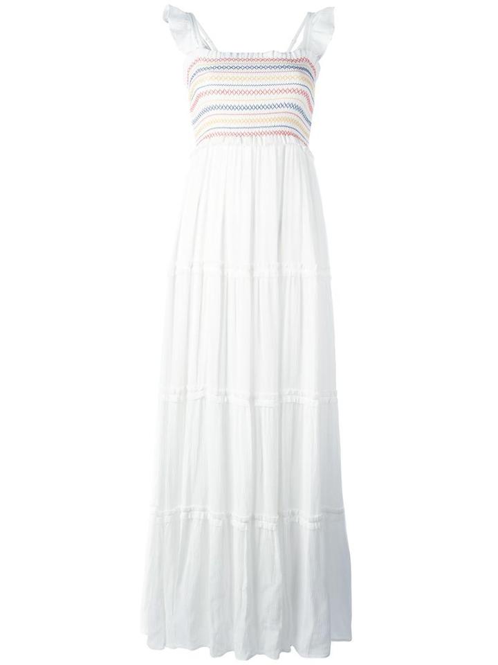 Tory Burch Crinkle-gauze Smocked Dress, Women's, Size: Xs, Nude/neutrals, Rayon/cotton
