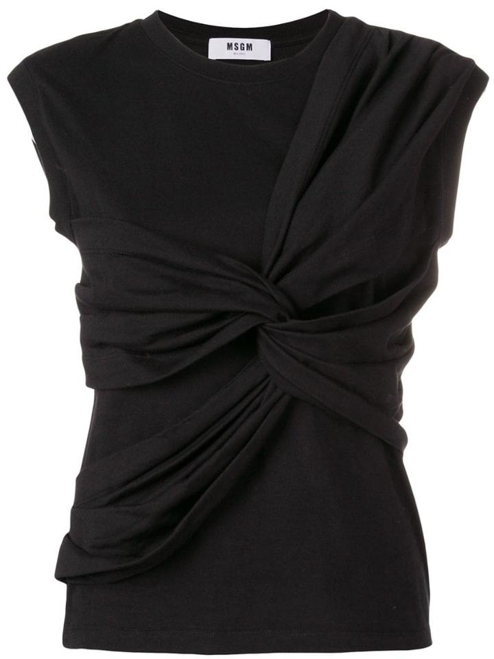 Msgm Twist Front Tank Top - Black