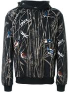 Dolce & Gabbana Bird Print Hoodie, Men's, Size: 52, Black, Cotton