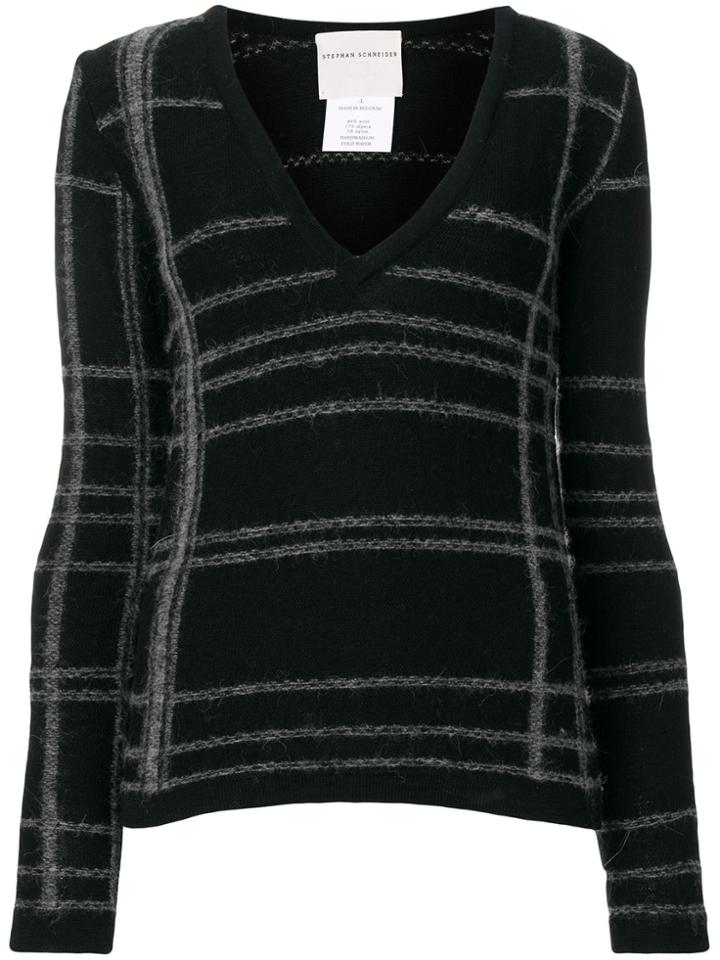 Stephan Schneider Striped V-neck Sweater - Black