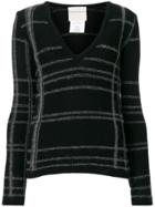 Stephan Schneider Striped V-neck Sweater - Black