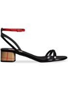 Burberry Tartan And Patent Leather Block-heel Sandals - Black