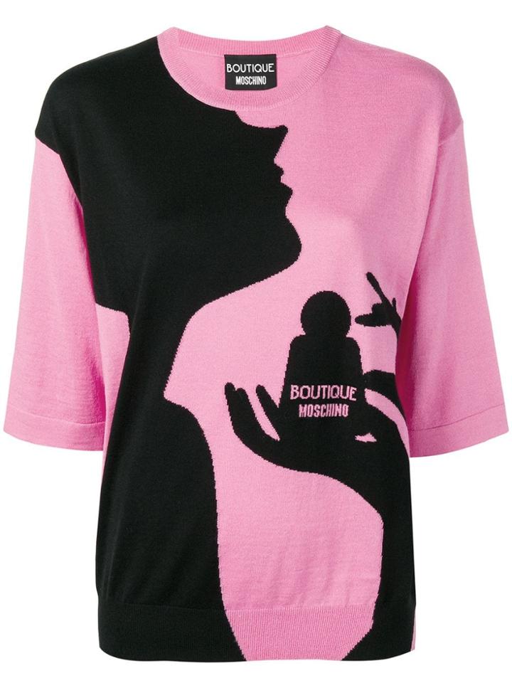 Boutique Moschino Lady Motif Knitted Top - Pink