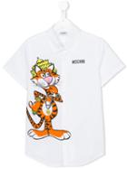 Moschino Kids Tiger Print Shirt, Boy's, Size: 14 Yrs, White