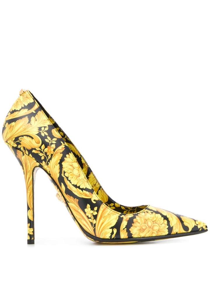 Versace Barocco Print Pumps - Yellow