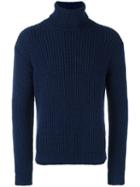 Z Zegna Turtleneck Sweater, Men's, Size: Large, Blue, Wool