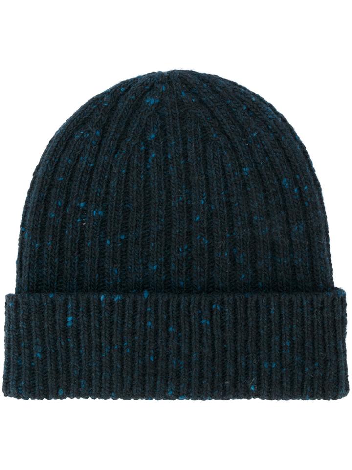 Pringle Of Scotland Ribbed Knit Beanie - Blue