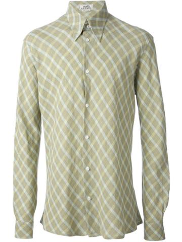 Hermès Vintage Checked Shirt, Men's, Size: 43, Green