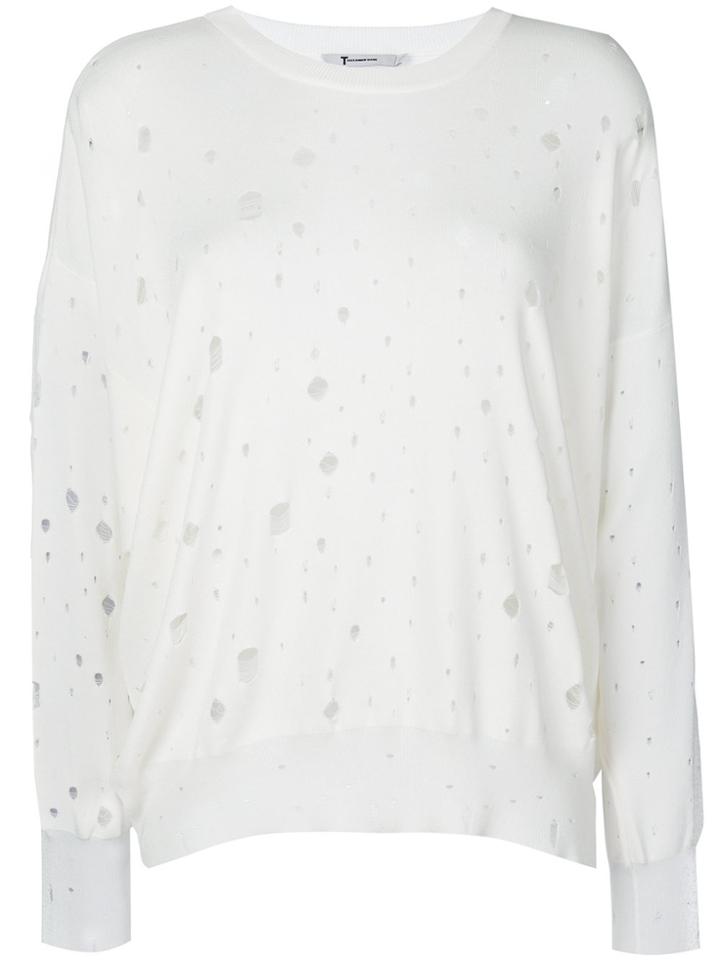 T By Alexander Wang Oversized Hole Detail Sweater - White