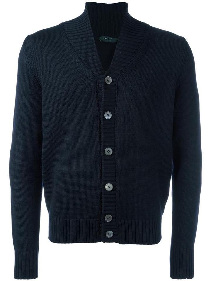 Zanone Shawl Lapel Cardigan, Men's, Size: 50, Blue, Virgin Wool