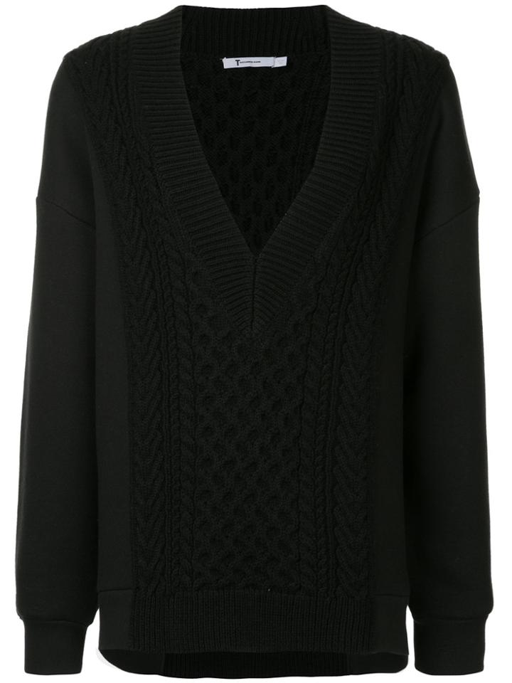 T By Alexander Wang Knit V-neck Jumper - Black