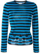 Paco Rabanne - Perforated Striped Jumper - Women - Viscose - S, Blue, Viscose