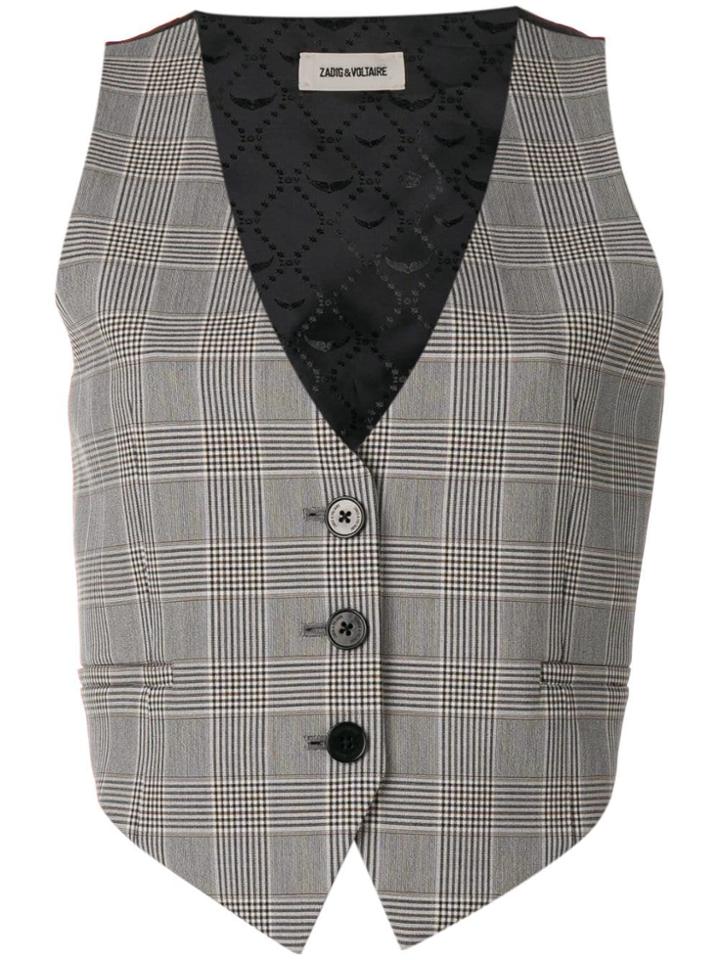 Zadig & Voltaire Fashion Show Check Waistcoat Top - Grey