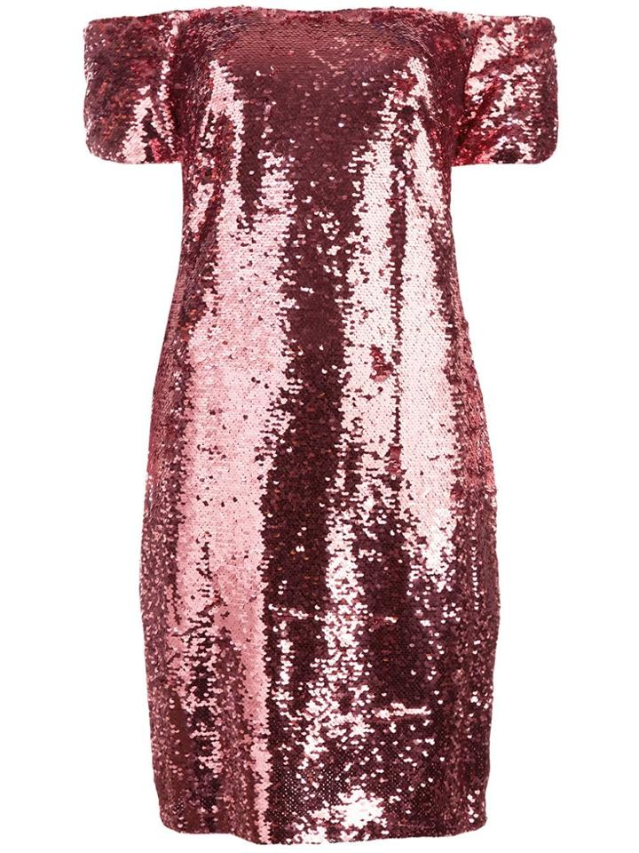 Aidan Mattox Sequin Off The Shoulder Mini Dress - Pink