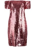 Aidan Mattox Sequin Off The Shoulder Mini Dress - Pink