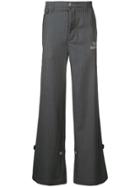 Off-white Flared Pinstripe Trousers - Grey