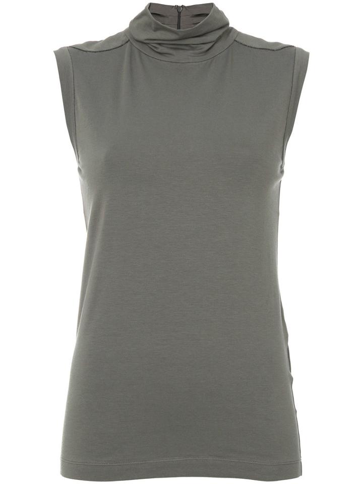 Brunello Cucinelli - Sleeveless Roll Neck Top - Women - Cotton/polyester/brass - Xl, Grey, Cotton/polyester/brass