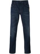 Dolce & Gabbana Straight Leg Jeans, Men's, Size: 46, Blue, Cotton/glass/copper/calf Leather