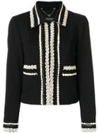 Twin-set Embroidered Trim Cropped Jacket - Black