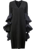 Ellery Ruffle Panel Dress - Black