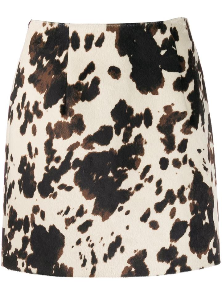 Alexa Chung Cow Print Fitted Skirt - Brown