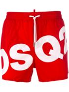 Dsquared2 Dsq2 Logo Swim Shorts, Men's, Size: 50, Red, Polyamide