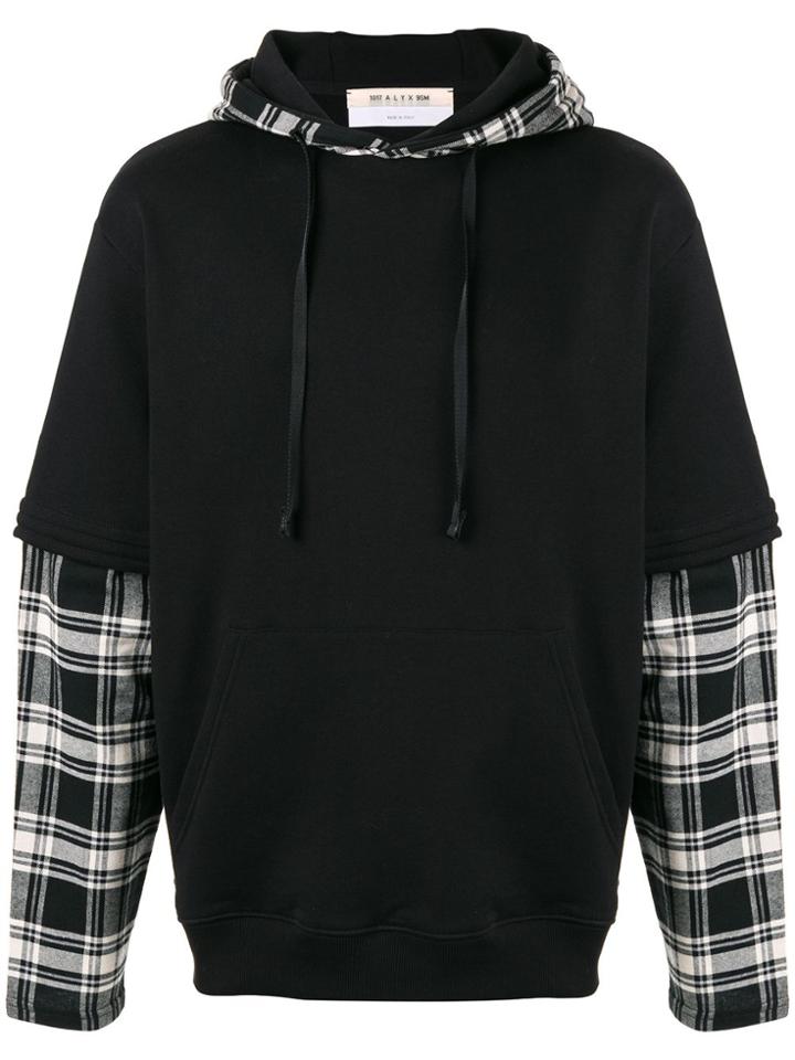 1017 Alyx 9sm Checked Panels Hoodie - Black