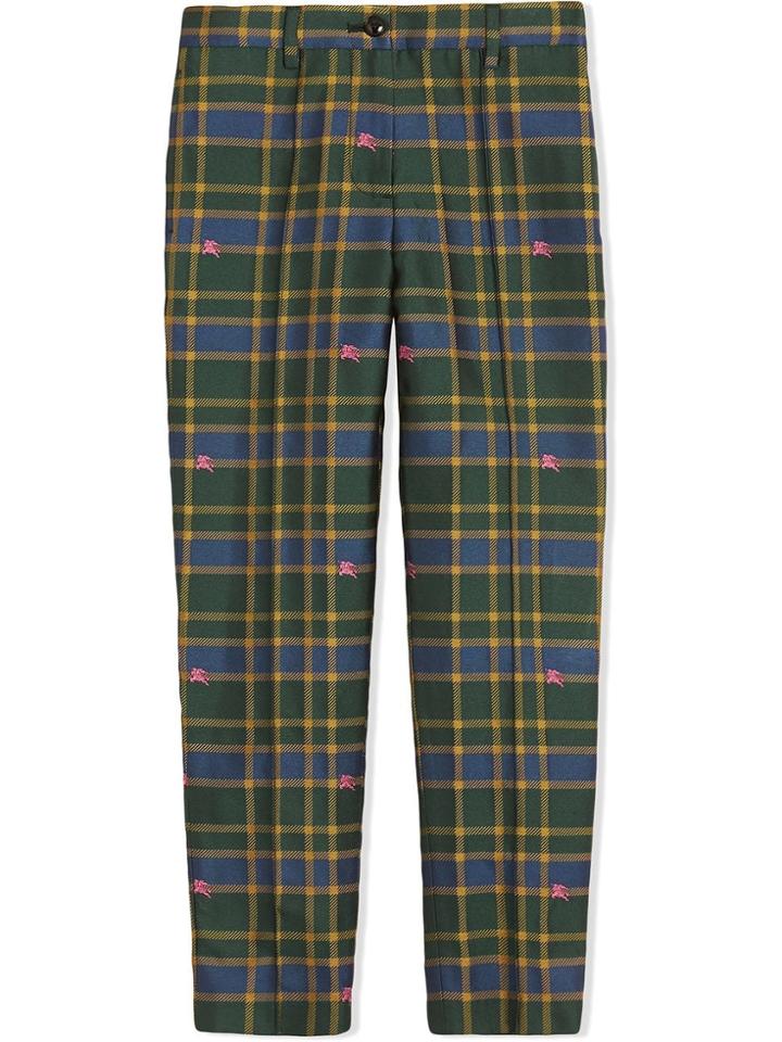 Burberry Kids Jacquard Check And Equestrian Knight Tuxedo Trousers -